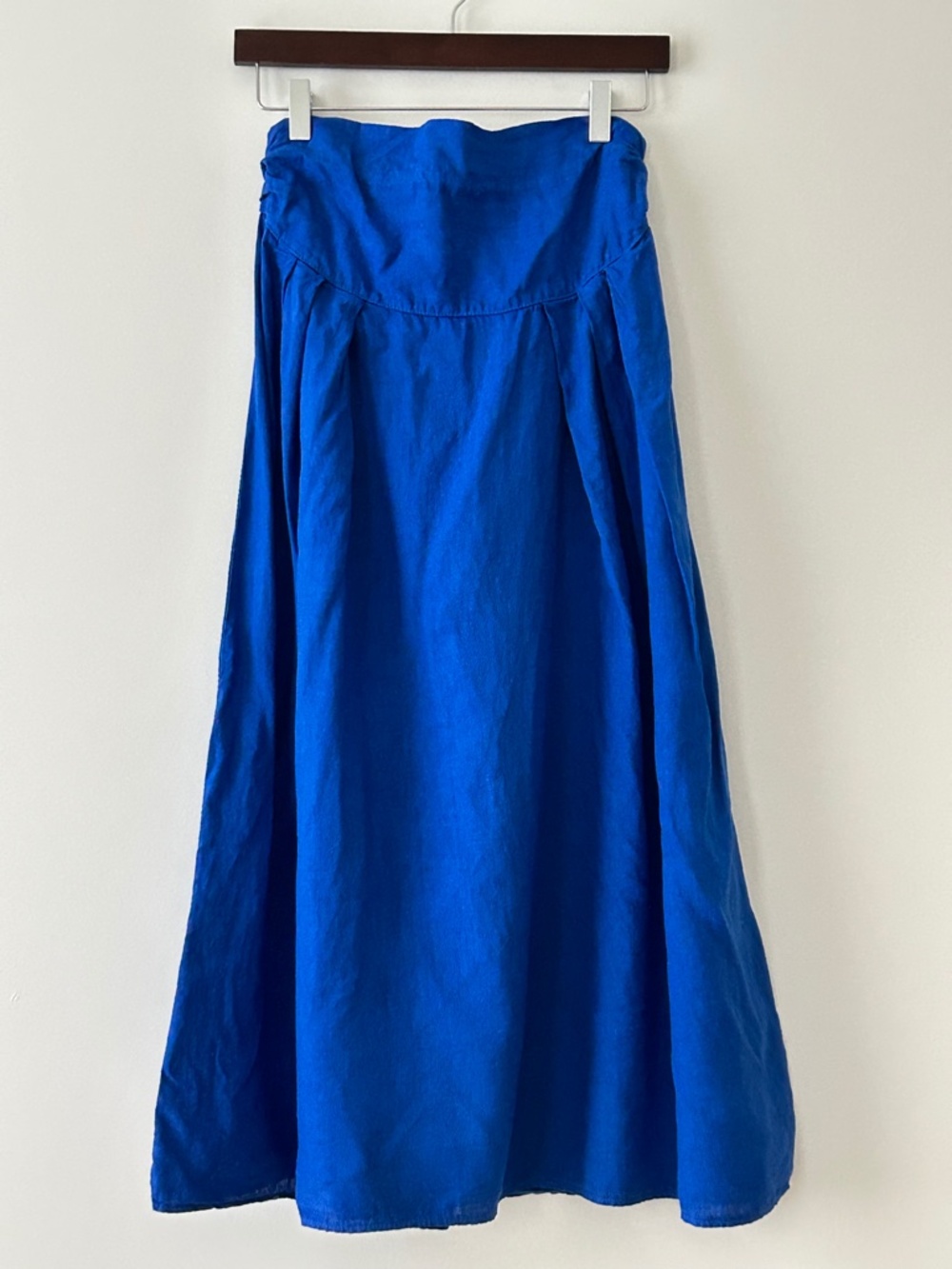 100% Linen Made In Italy Blue Maxi Skirt